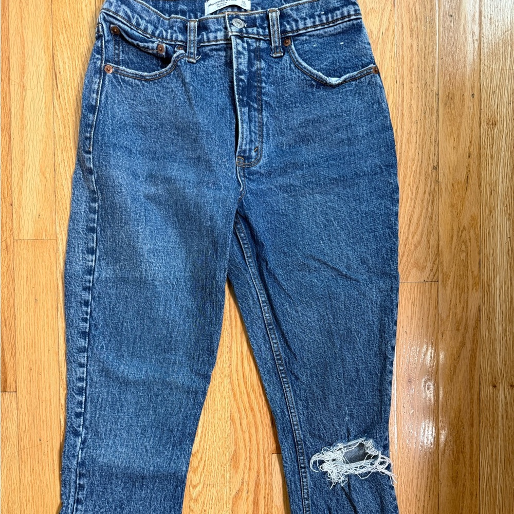 Abercrombie & Fitch Blue Distressed Ankle Jeans